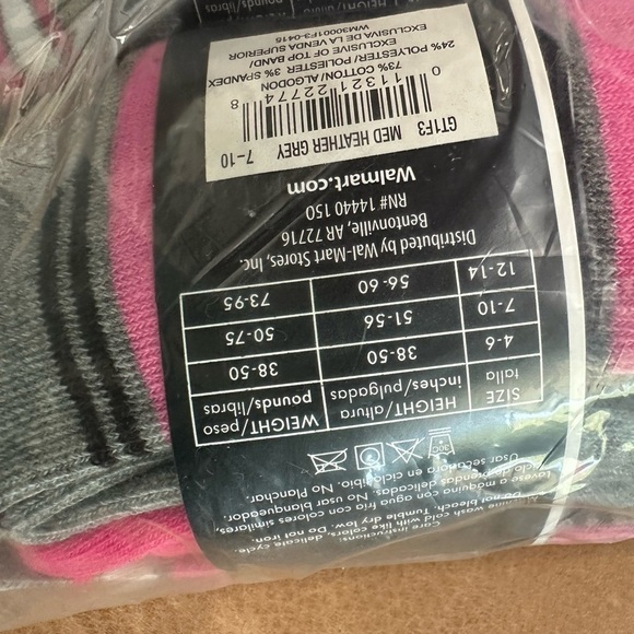 George Grey Pink White Striped Heavyweight Cotton Tights Girl’s Size 7-10 - Picture 5 of 5